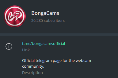 Bongacams Official Telegram Account