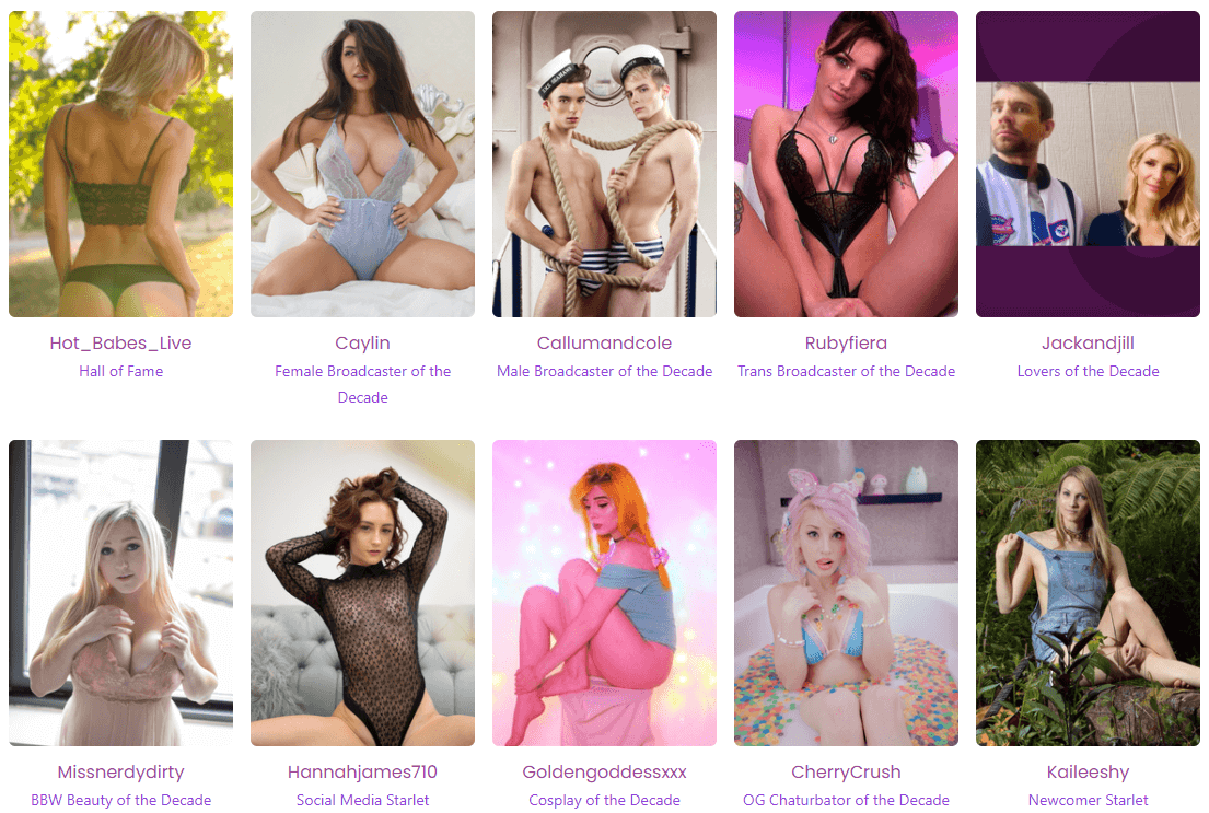 Award Winners of the Decade at Chaturbate